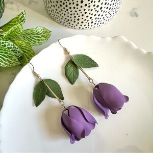 Elegant Purple Floral Earrings